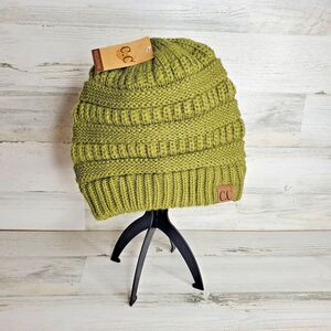 C.C Classic Women's Winter Fall Cable Knit Beanie Hat OLIVE Green NEW